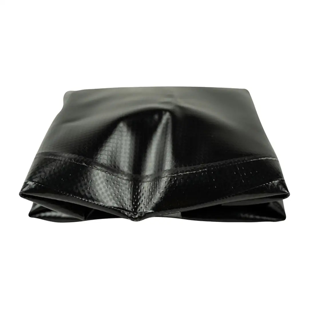 Black leather wallet with a folded design beside the Speero Folding Water Bowl