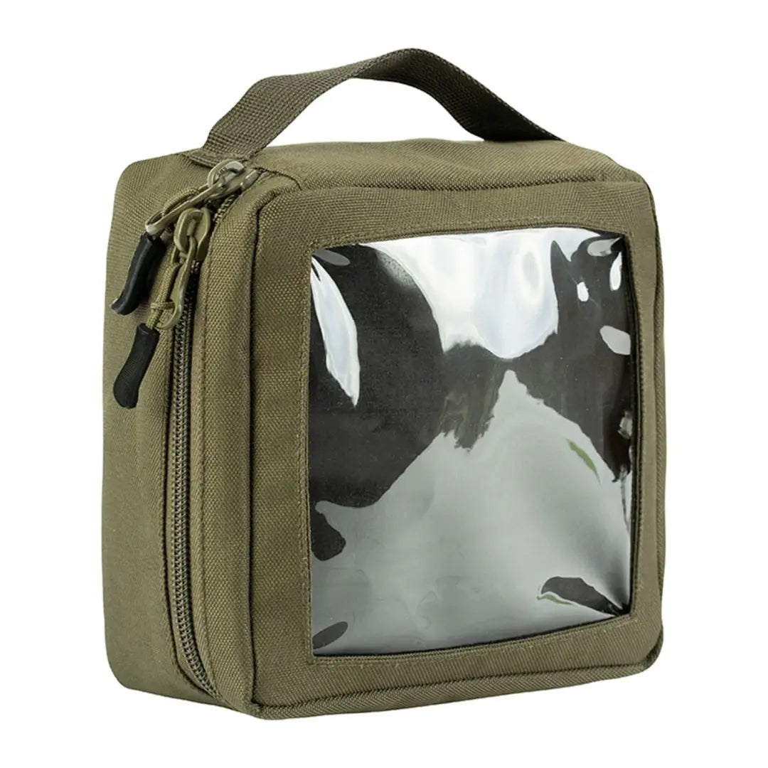 Olive green Speero Hook Bait Pouch with clear window and handle for easy storage