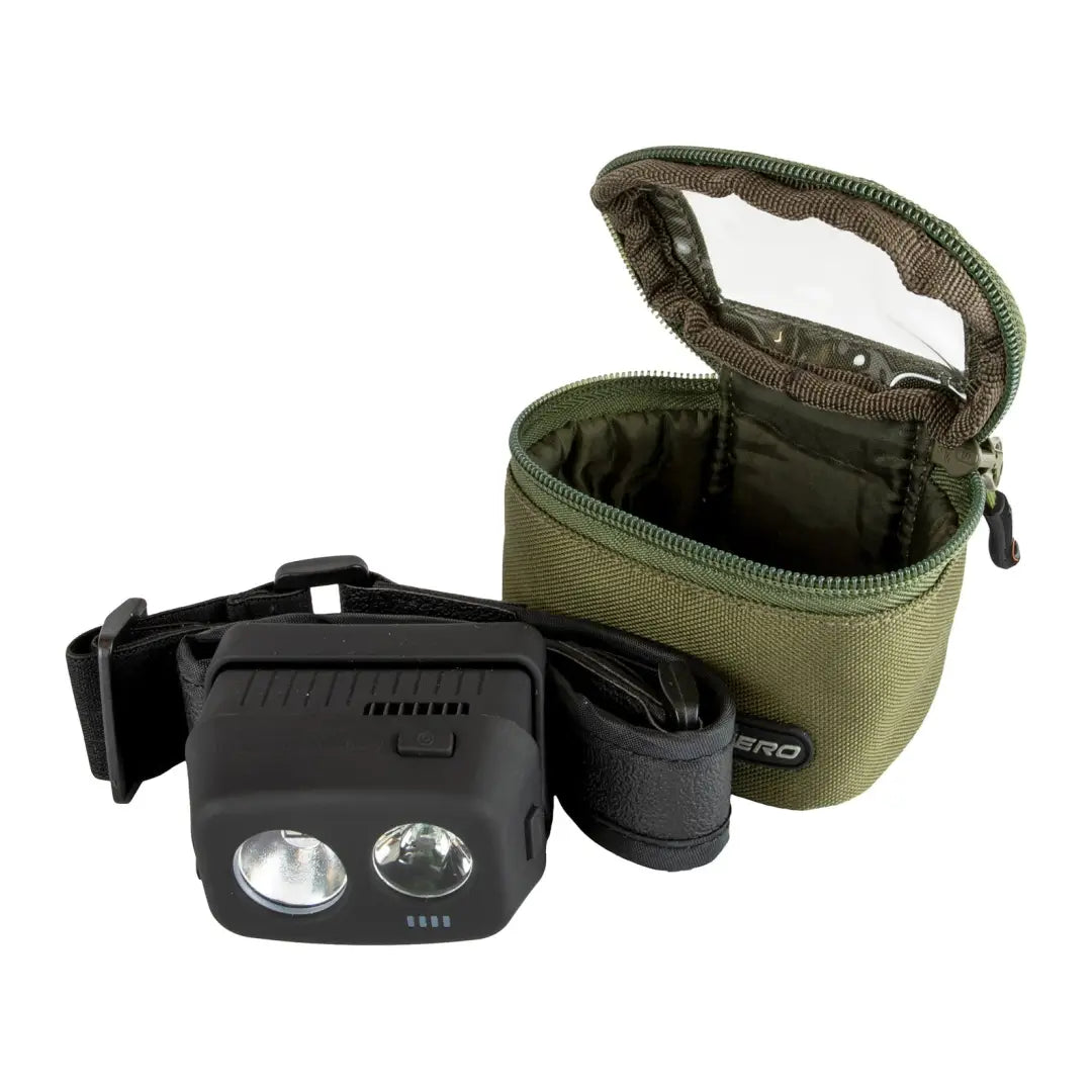 Speero Midi Lead Pouch with headlamp and green carrying case for easy storage