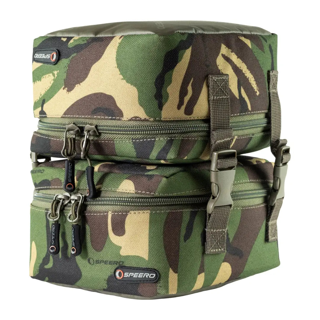 Camouflage Speero Modular Utility Pouch showcasing compartments and straps for versatility