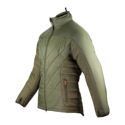 Olive green Speero Polaris Jacket with high collar and full-length zipper