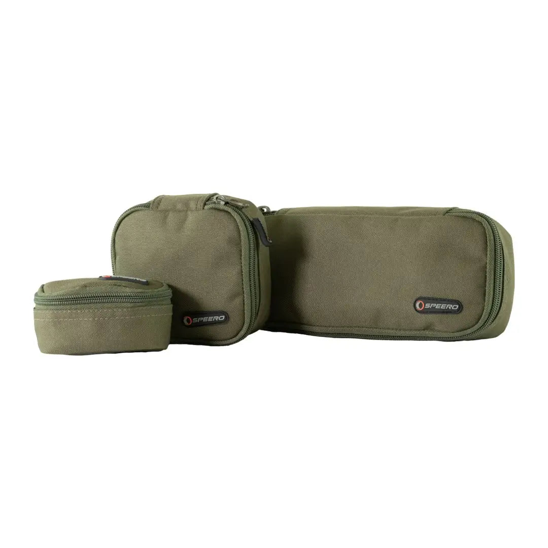 Set of three olive green zippered pouches from the Speero Pouches Kit for travel