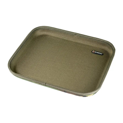 Rectangular olive-green Speero Rig Tray with raised edges for easy setup and organization