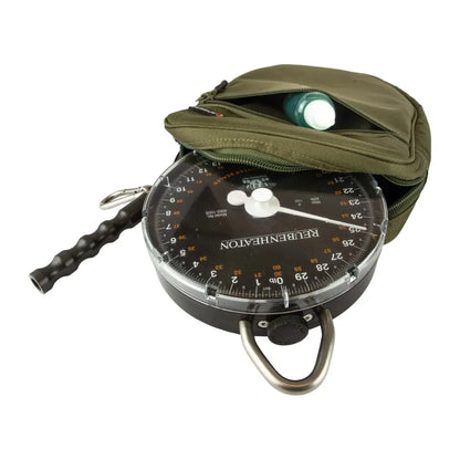 Circular military-style compass in olive green Speero Scales Pouch for outdoor adventures