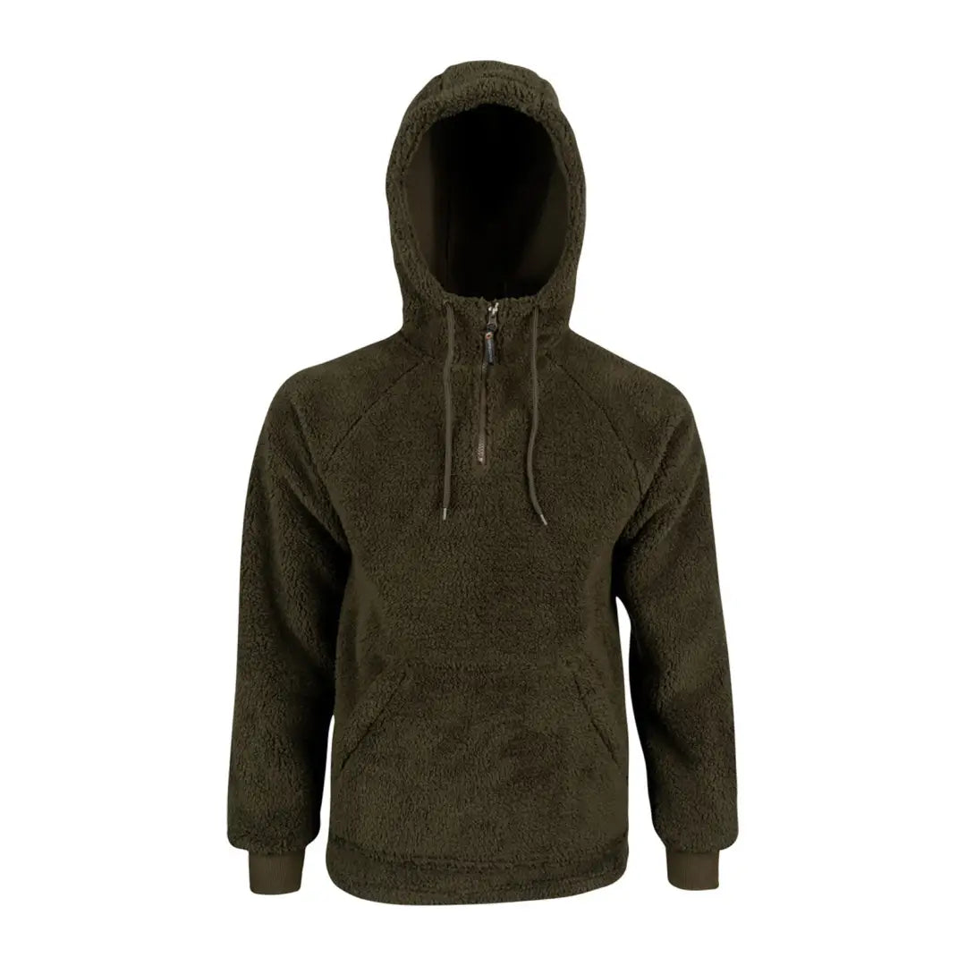 Dark green Speero Sherpa Fleece Hoodie with half-zip front for cozy style