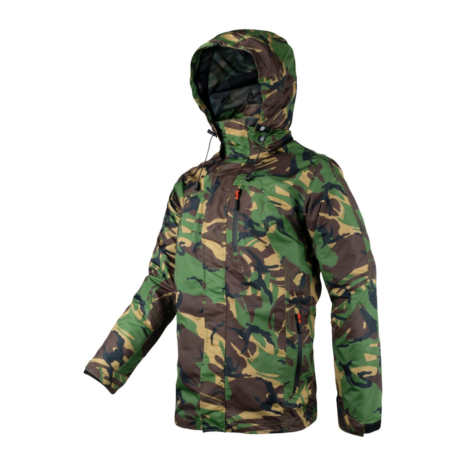 Camouflage hooded jacket showcasing the Sirius Tech-Lite Jacket for any weather conditions