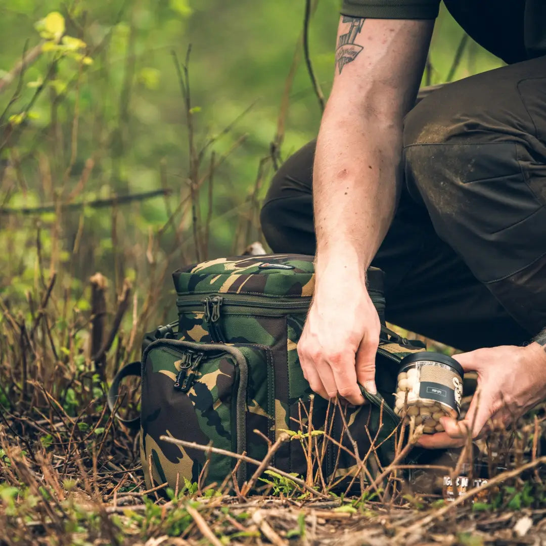 Camouflage Speero Stalker Bag in a cool outdoor setting, perfect for adventures