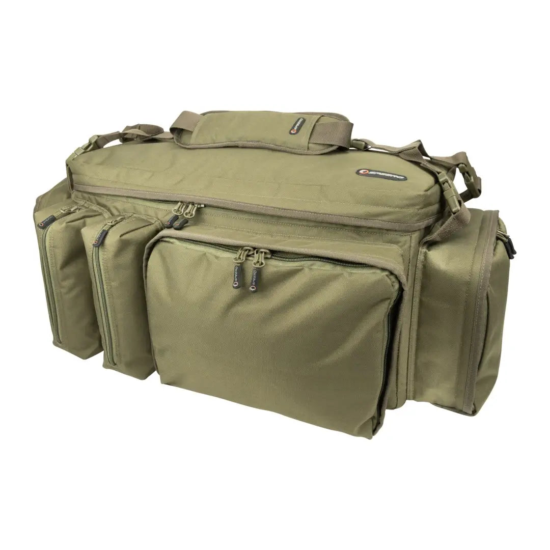 Olive green Speero XL Carryall barrow bag with multiple compartments and straps