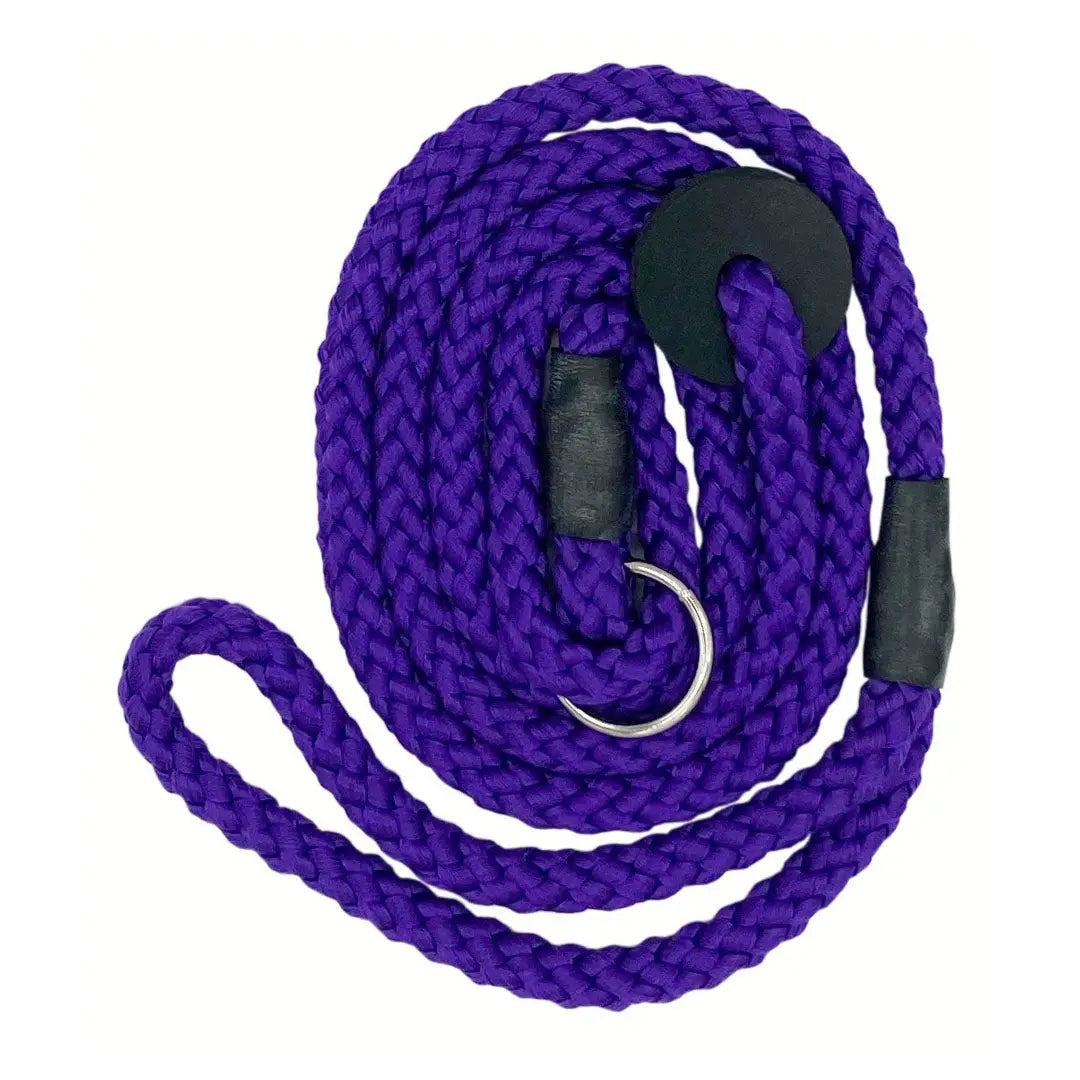 Purple braided rope leash with black handle, perfect for a Sporting Saint gundog slip lead