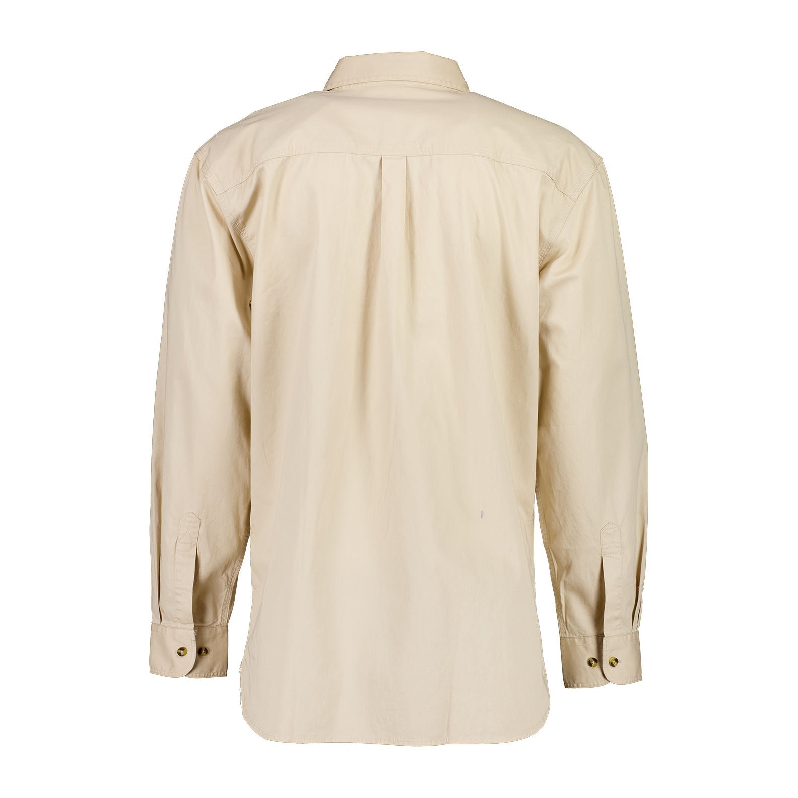 Beige long-sleeved Swanndri Bendigo Work Shirt perfect for casual or workwear style