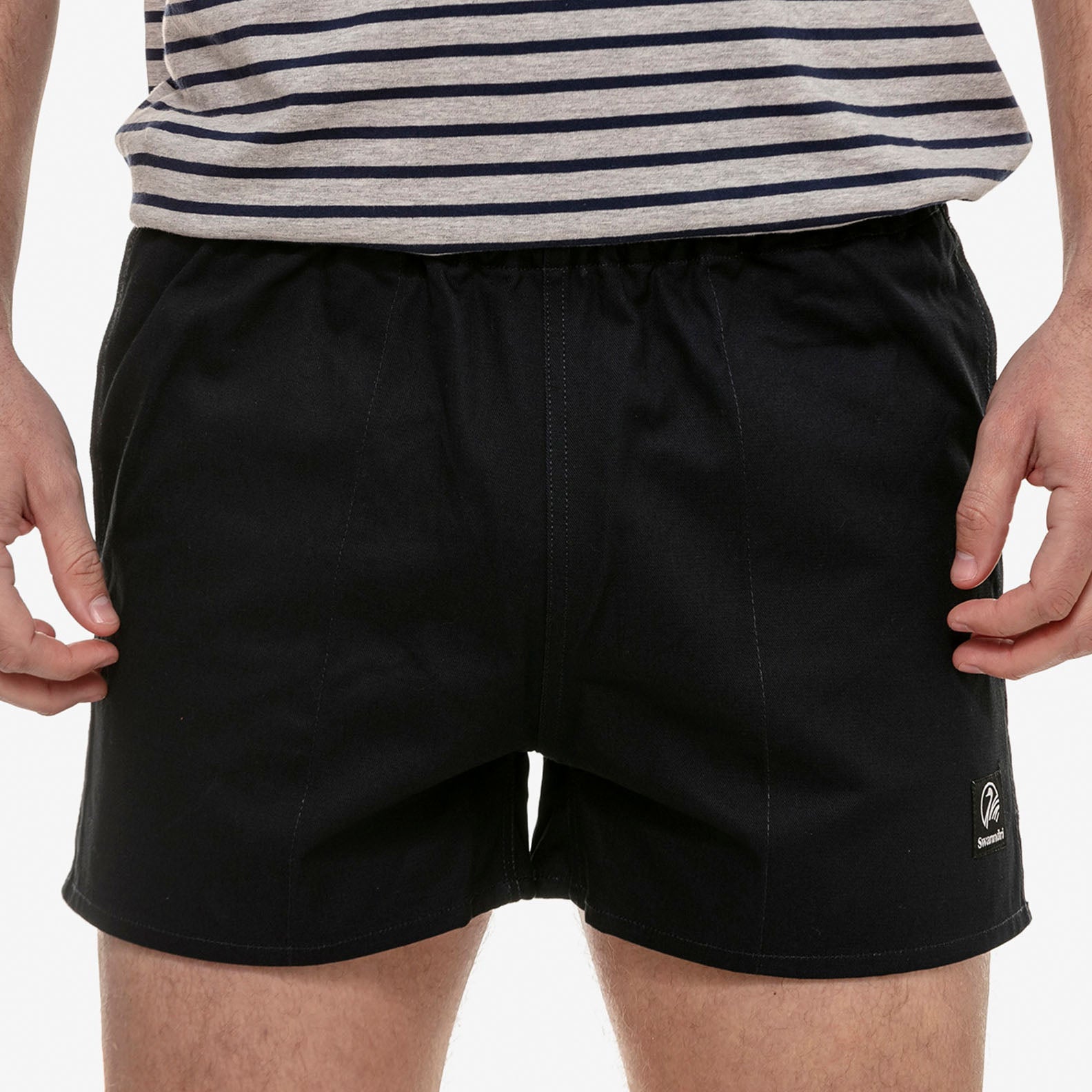 Black athletic shorts from Swanndri Cotton Rugby, perfect for comfort and style