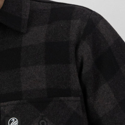 Stylish Black and Gray Plaid Shirt in Swanndri Henderson Half Zip Jacket for outdoorsy vibes