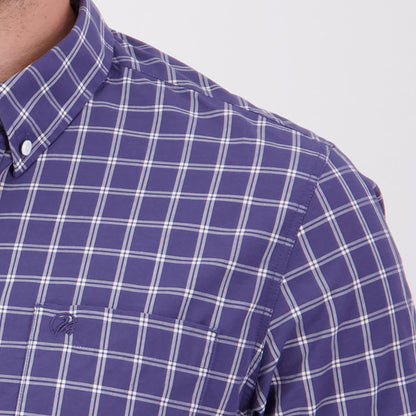 Stylish Blue and White Checkered Shirt perfect for country clothing and outdoor adventures