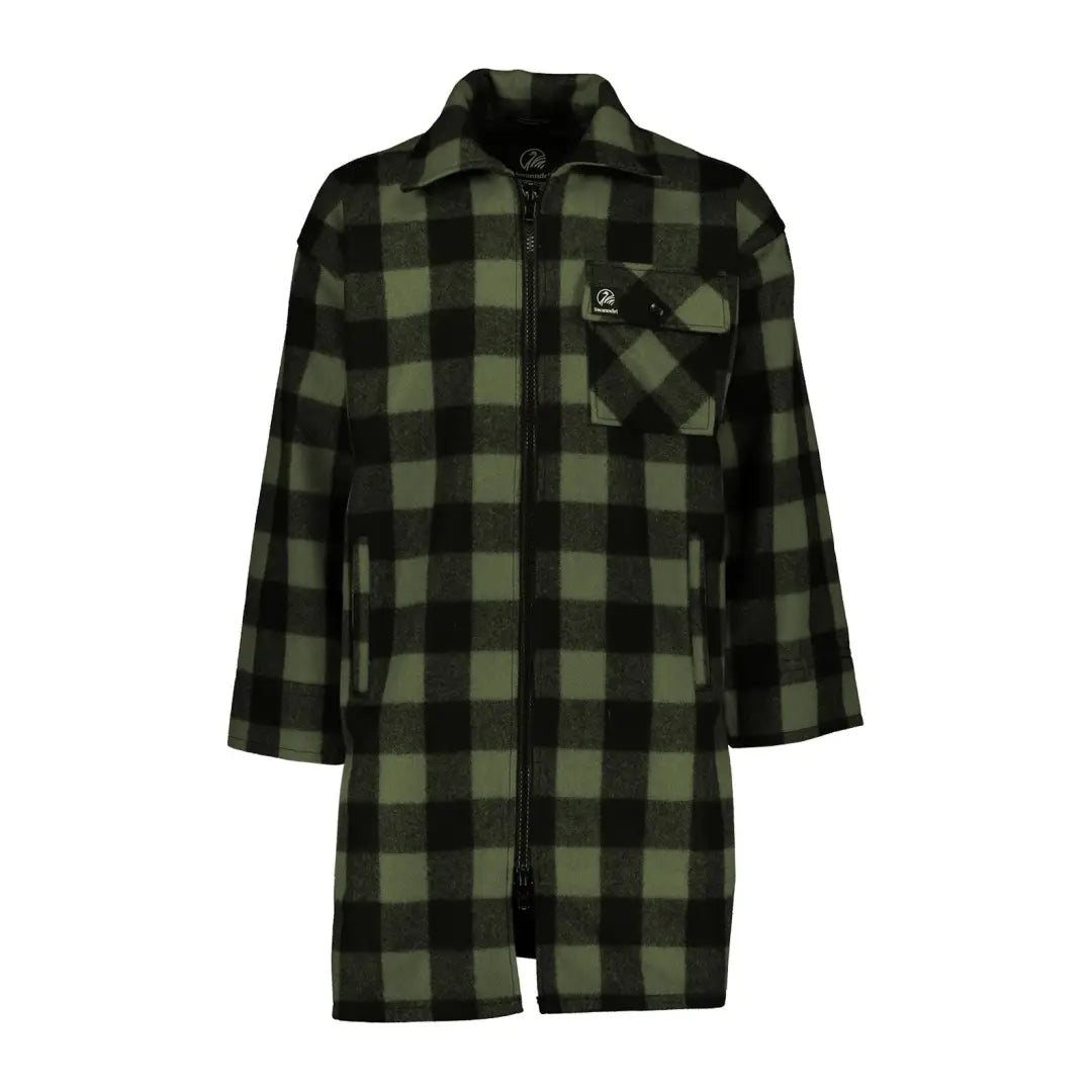 Green and black plaid flannel onesie perfect for country clothing and outdoor adventures