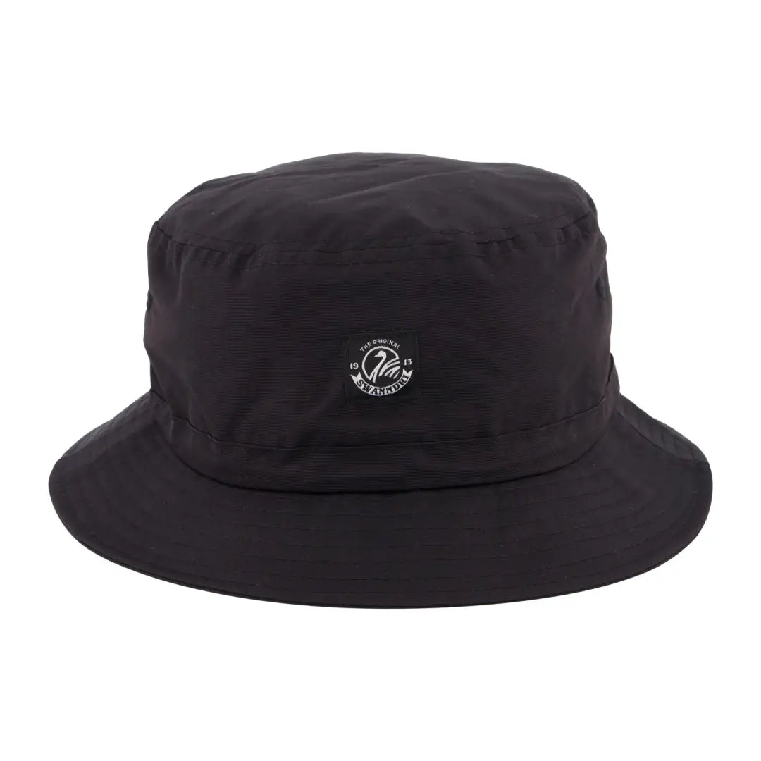 Black Swanndri Murrays Bay V2 Bucket Hat with small circular logo on front