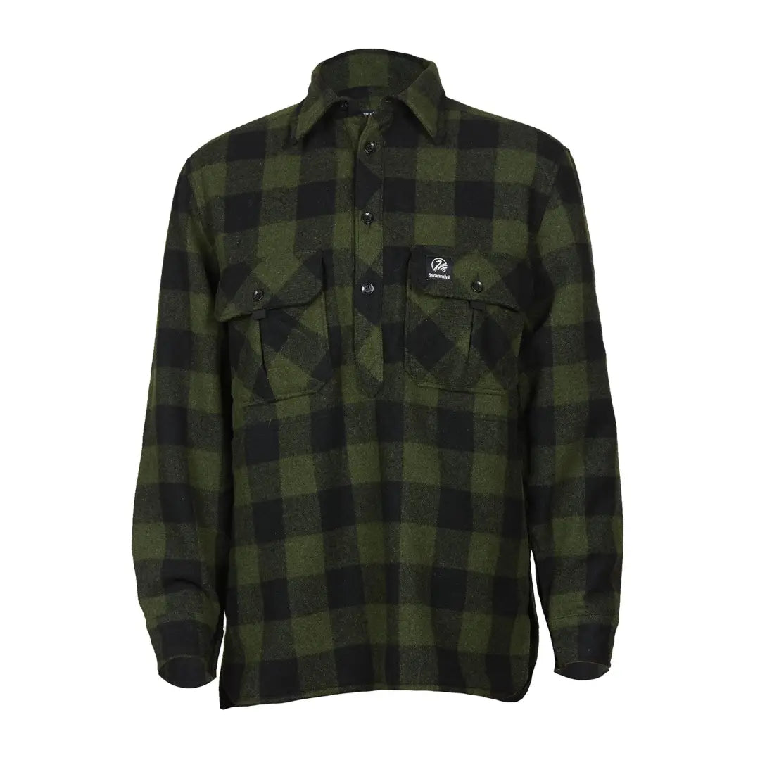 Green and black plaid flannel shirt with pockets from Swanndri Ranger Extreme V2