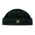 Black fleece beanie hat with yellow logo for country clothing and outdoor hunting