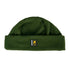 Dark green beanie hat with yellow logo, perfect for country clothing and outdoor adventures