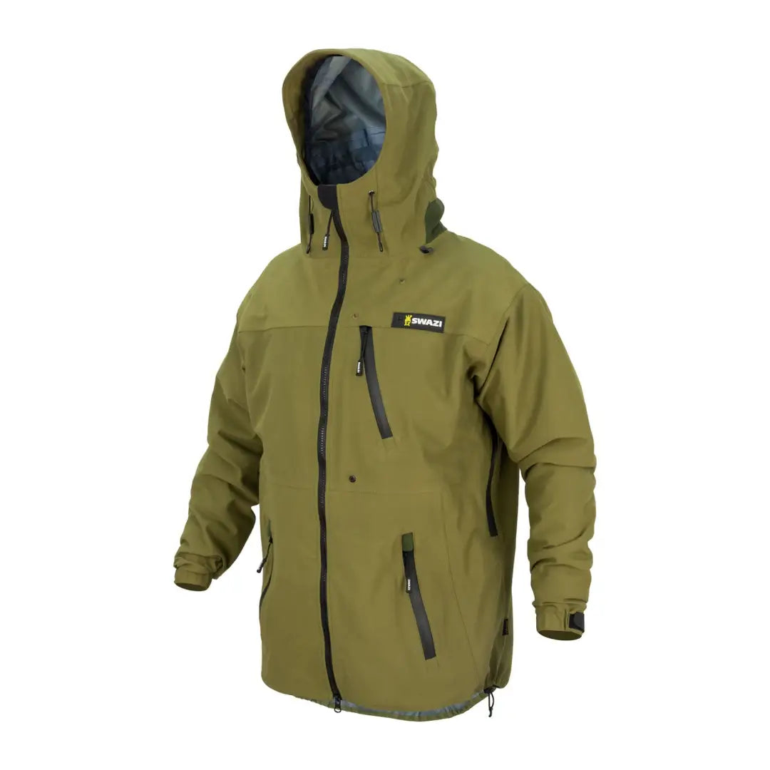 Olive green Swazi Ibex Jacket with zippered pockets from the Aegis Whisper range