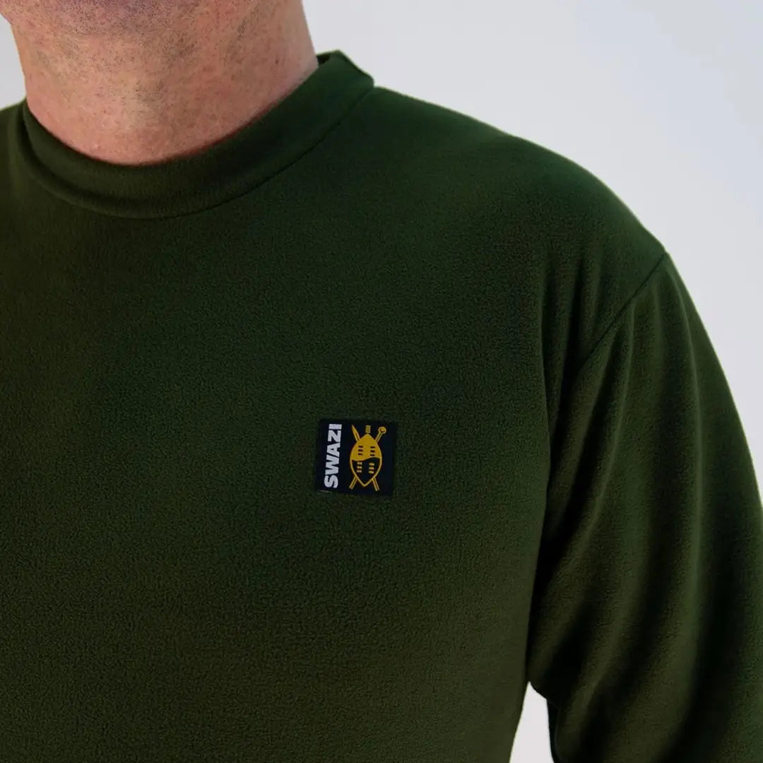 Dark green Swazi Micro Top t-shirt with embroidered logo patch, perfect for country clothing