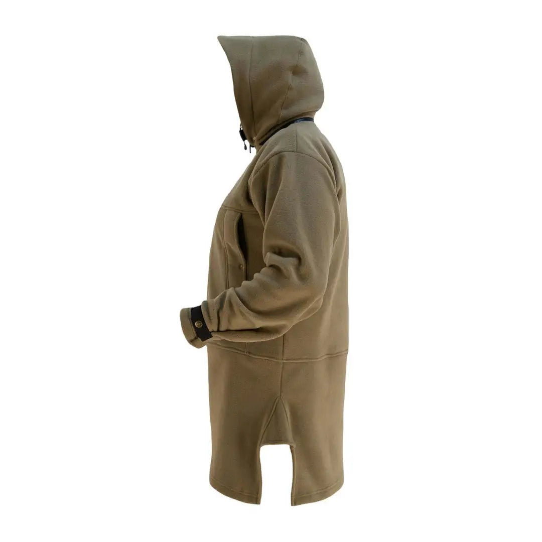 Beige Swazi Nahanni Fleece Smock in 350gsm polar fleece with hood and side slit