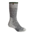 Thick gray wool farm sock with a green band, perfect for country clothing and hunting