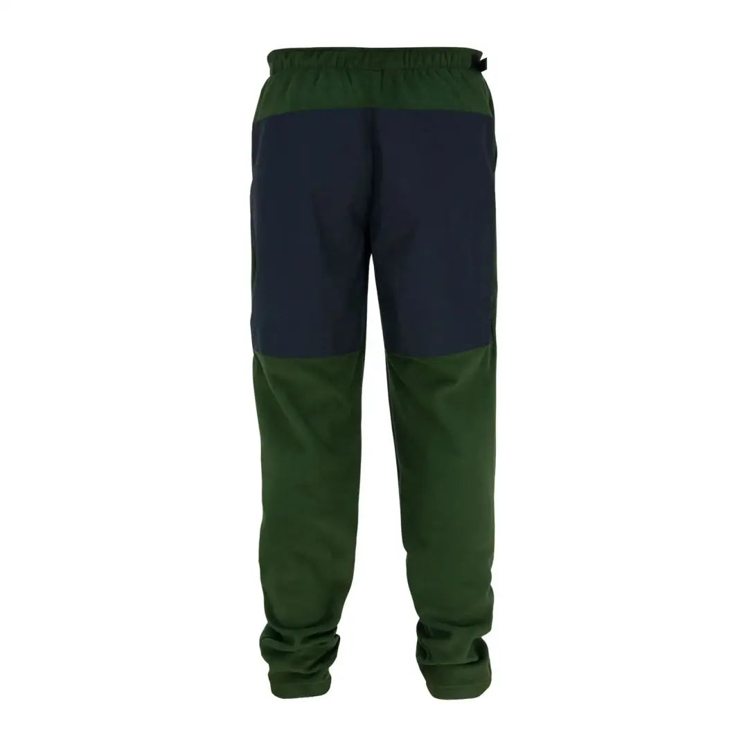 Two-tone Swazi Steevos sweatpants in green and navy blue, made from 210gsm microfleece