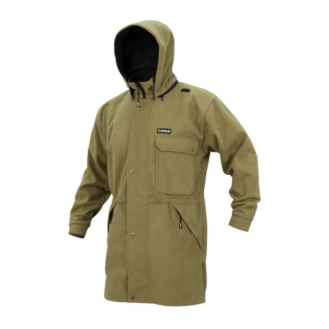 Khaki Swazi Windriver Jacket with pockets and zipper, perfect for outdoor adventures