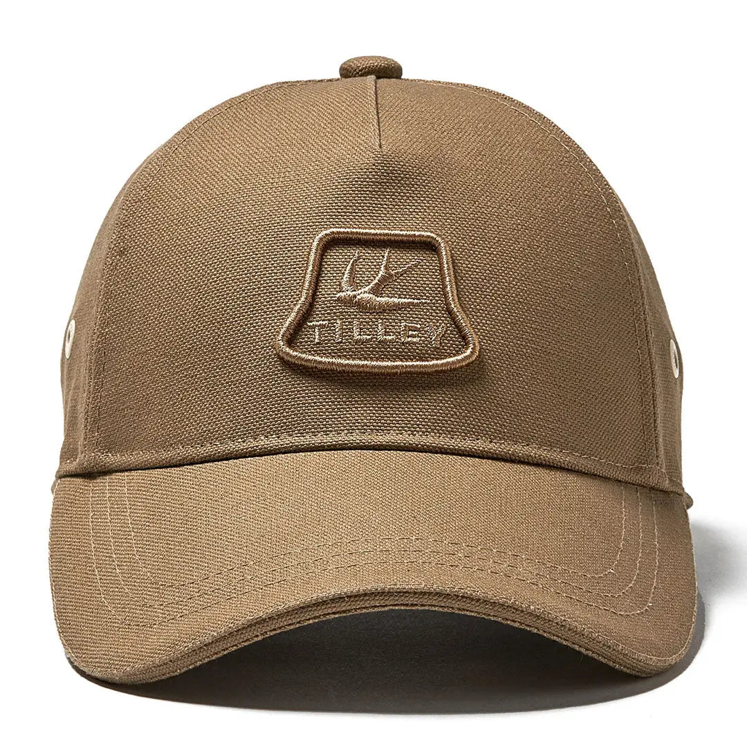 Tan Tilley Heritage Cap featuring an embossed logo patch for a stylish look