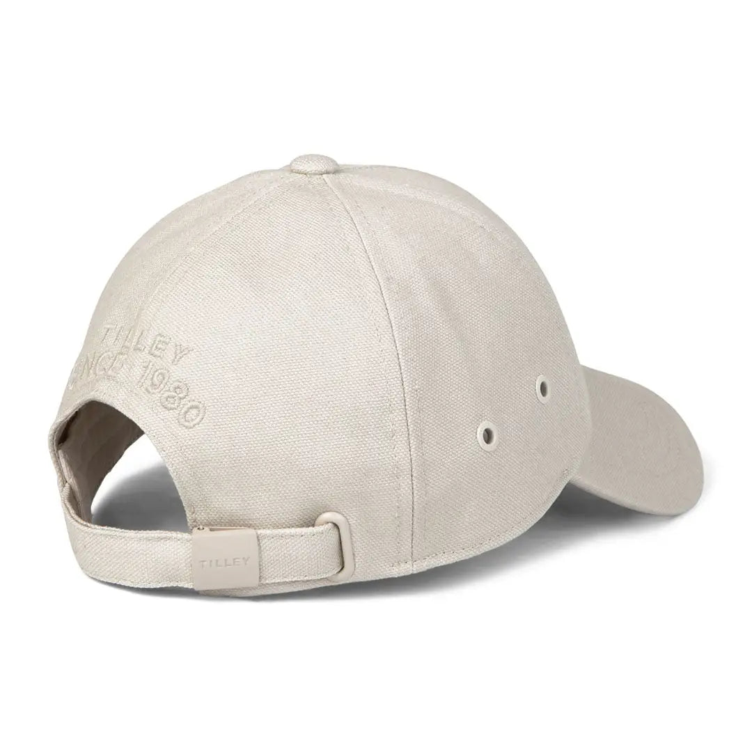 Beige Tilley Heritage Cap with adjustable strap for a perfect fit and style