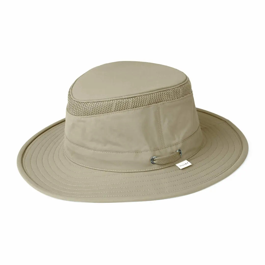 Beige Tilley LTM5 Airflo Hat with wide brim and mesh band for ultimate comfort