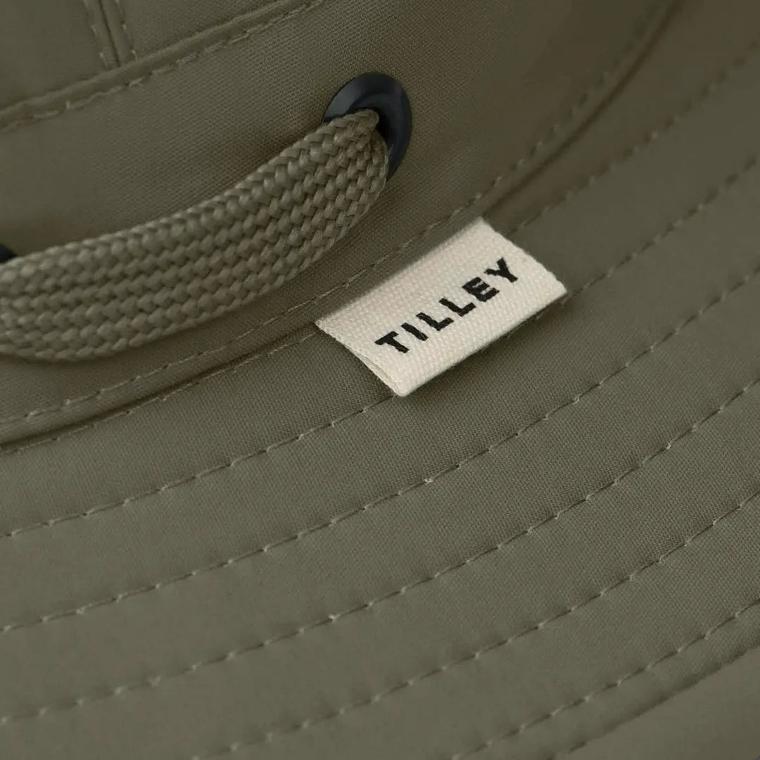 Tilley LTM5 Airflo Hat in khaki with a cord and stitched brim, perfect for outdoor adventures