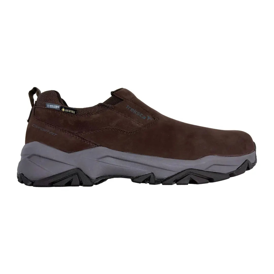 Brown Treksta Plymouth Slip On GTX hiking shoe with rugged sole for outdoor adventures