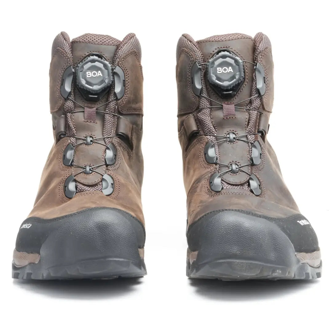 Pair of brown Treksta Winchester 6’’ BOA GTX Hunting Boots with waterproof leather and breathable lining