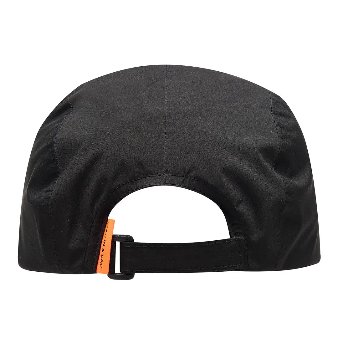 Black baseball cap with adjustable strap and orange tag, perfect for country clothing and outdoors