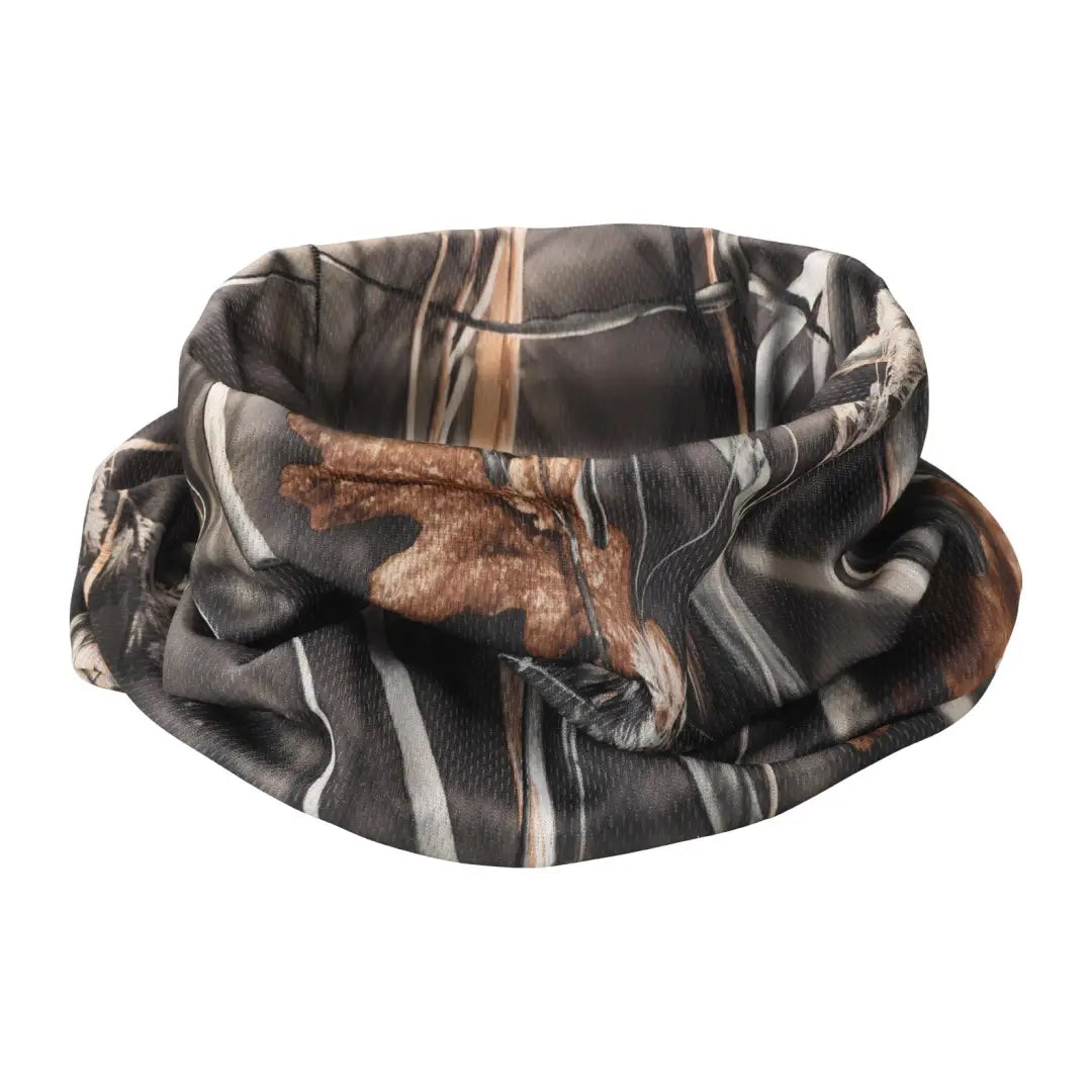 Camouflage-patterned Verney Carron Camo neck gaiter featuring a deer design