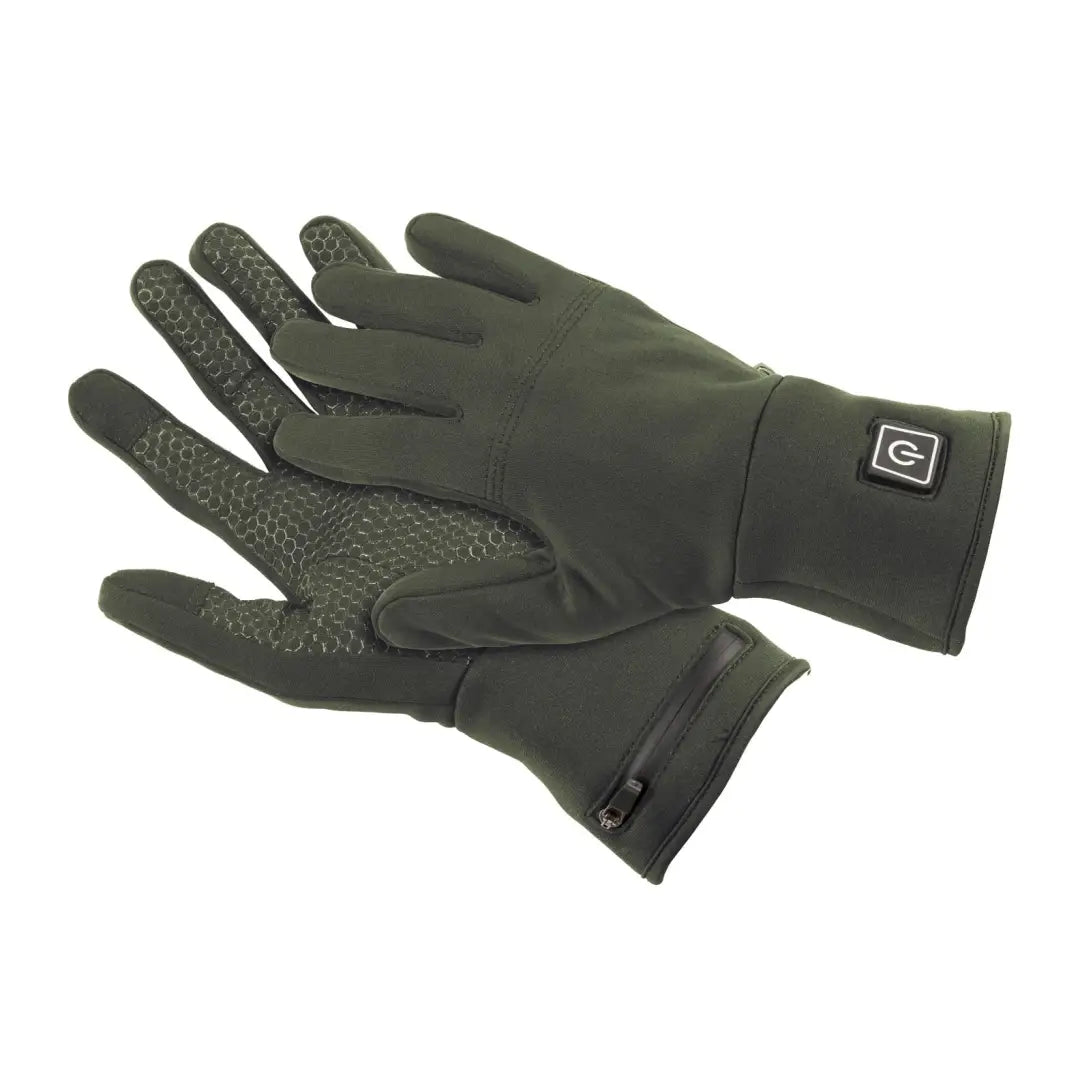 Dark green Verney Carron Heated Gloves with a textured palm and small logo