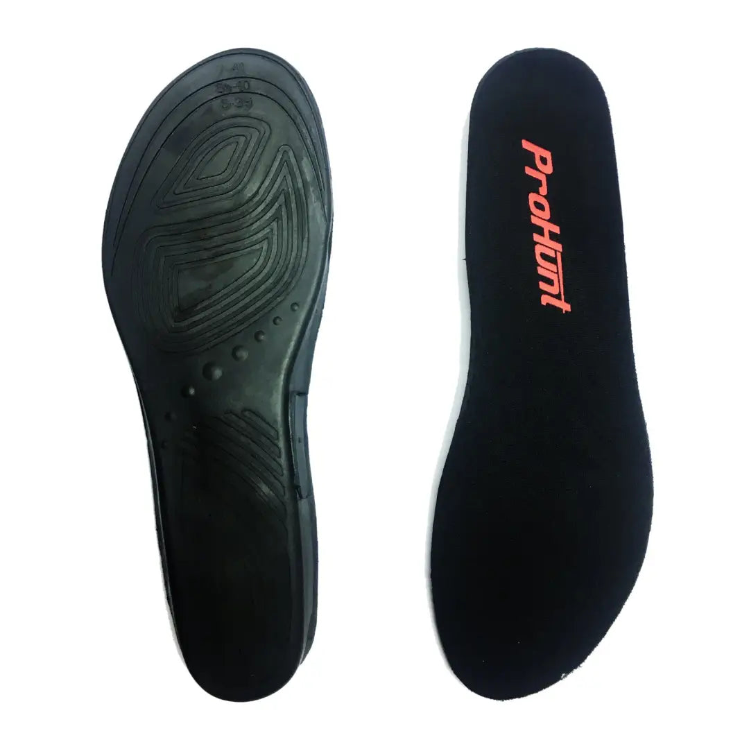 Pair of Verney Carron Pro Hunt Heated Insoles, one black textured and one dark with red text