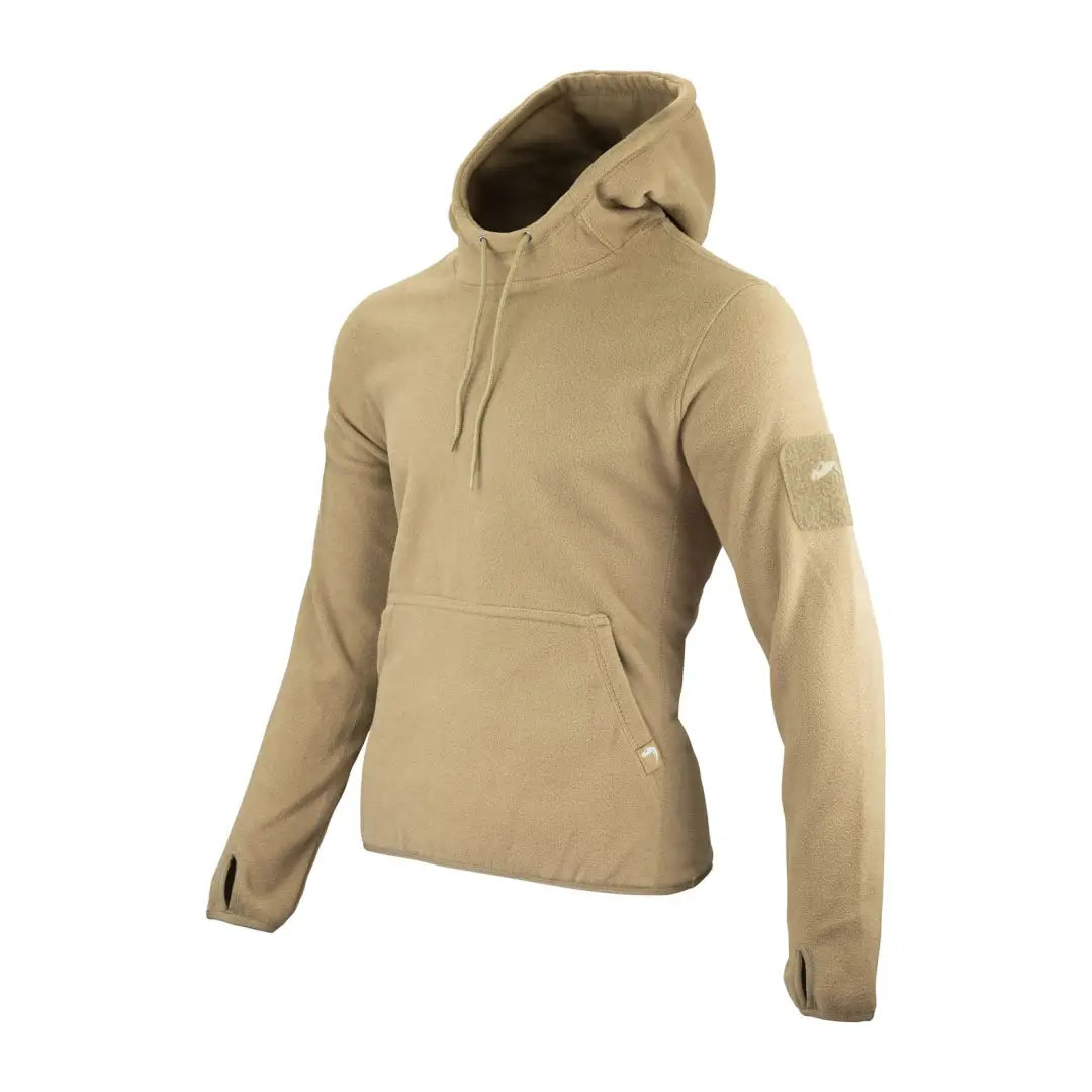 Beige Viper Fleece Hoodie with a pocket for cozy style and comfort