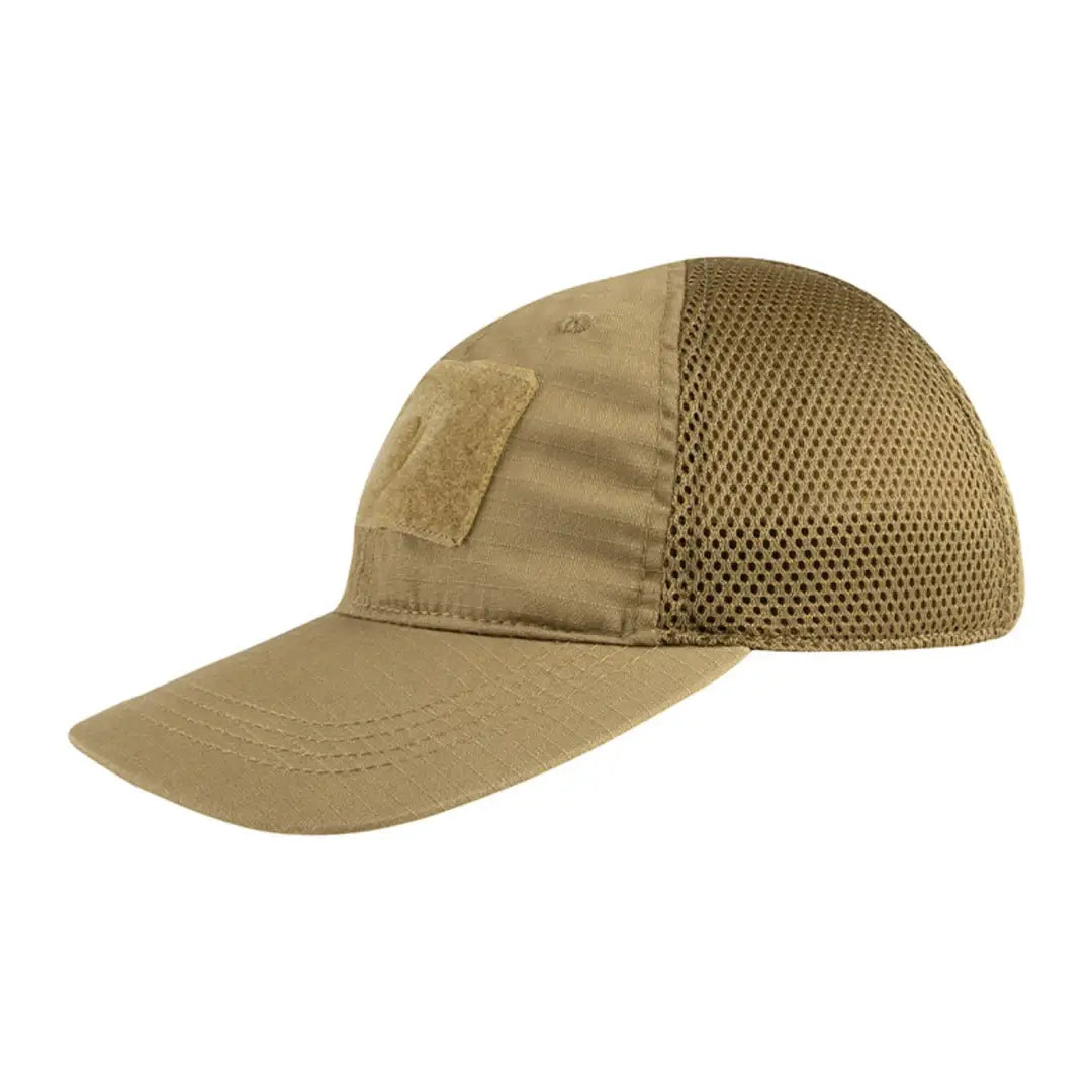 Tan Viper Flexi-Fit Baseball Cap with mesh sides and velcro patch area for custom style