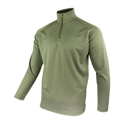 Olive green long-sleeved quarter-zip Viper Mesh-Tech pullover with subtle logo