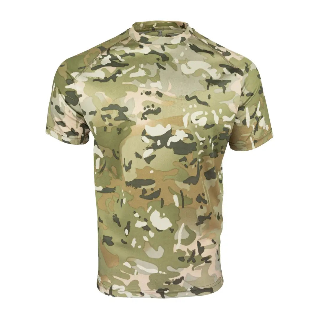 Camouflage-patterned Viper Mesh-Tech T-Shirt in green and tan for military style