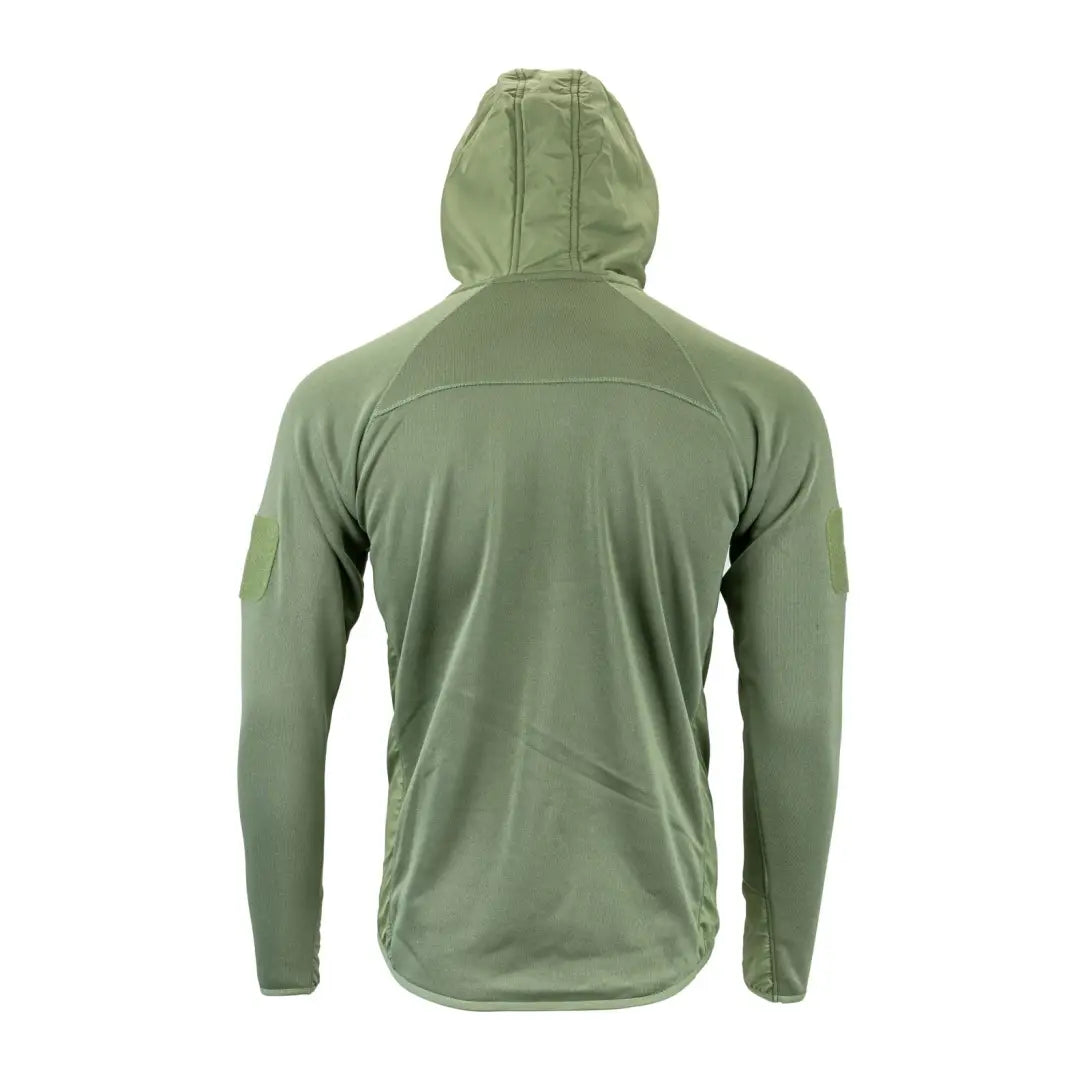 Olive green Viper Storm Hoodie with cozy brushed fleece lining seen from the back