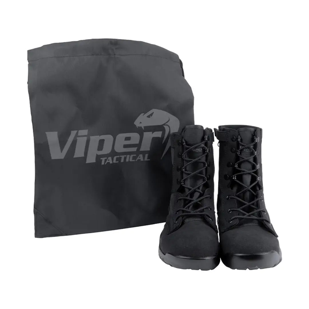 Black Viper Tactical Sneaker Boots with matching storage bag for ultimate convenience