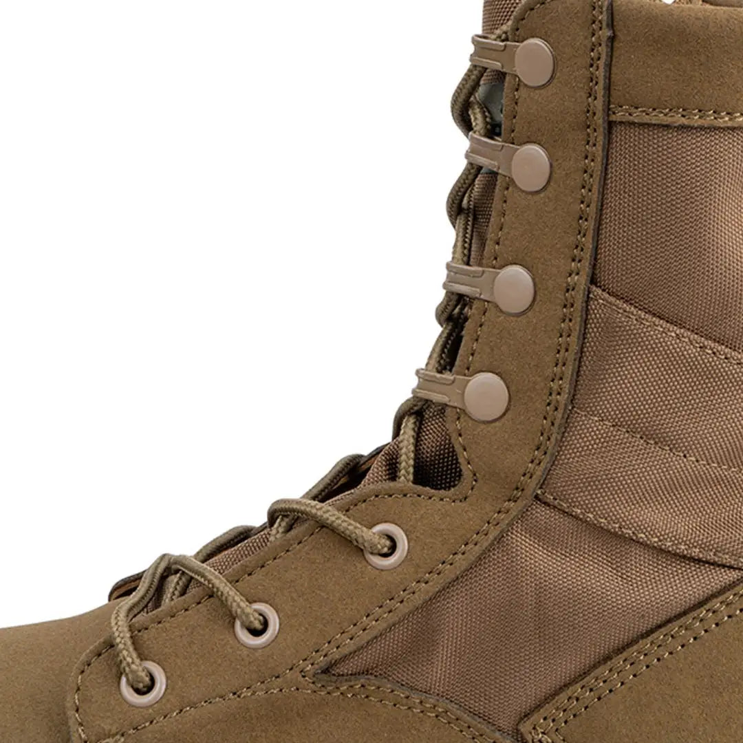 Tan Viper Tactical Sneaker Boots featuring lace-up design and durable leather-canvas mix