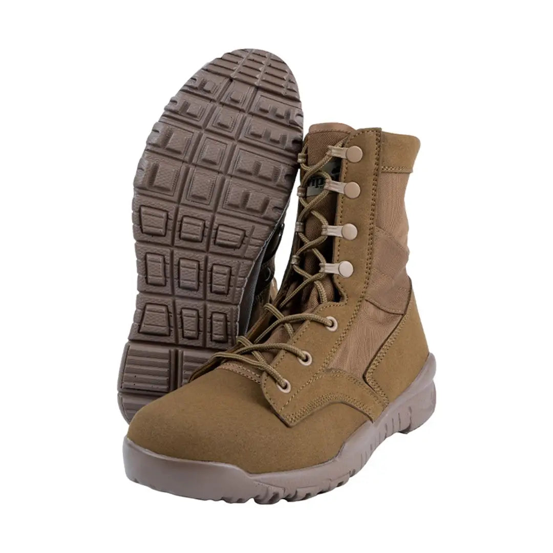 Tan Viper Tactical Sneaker Boots with thick patterned rubber sole for ultimate comfort