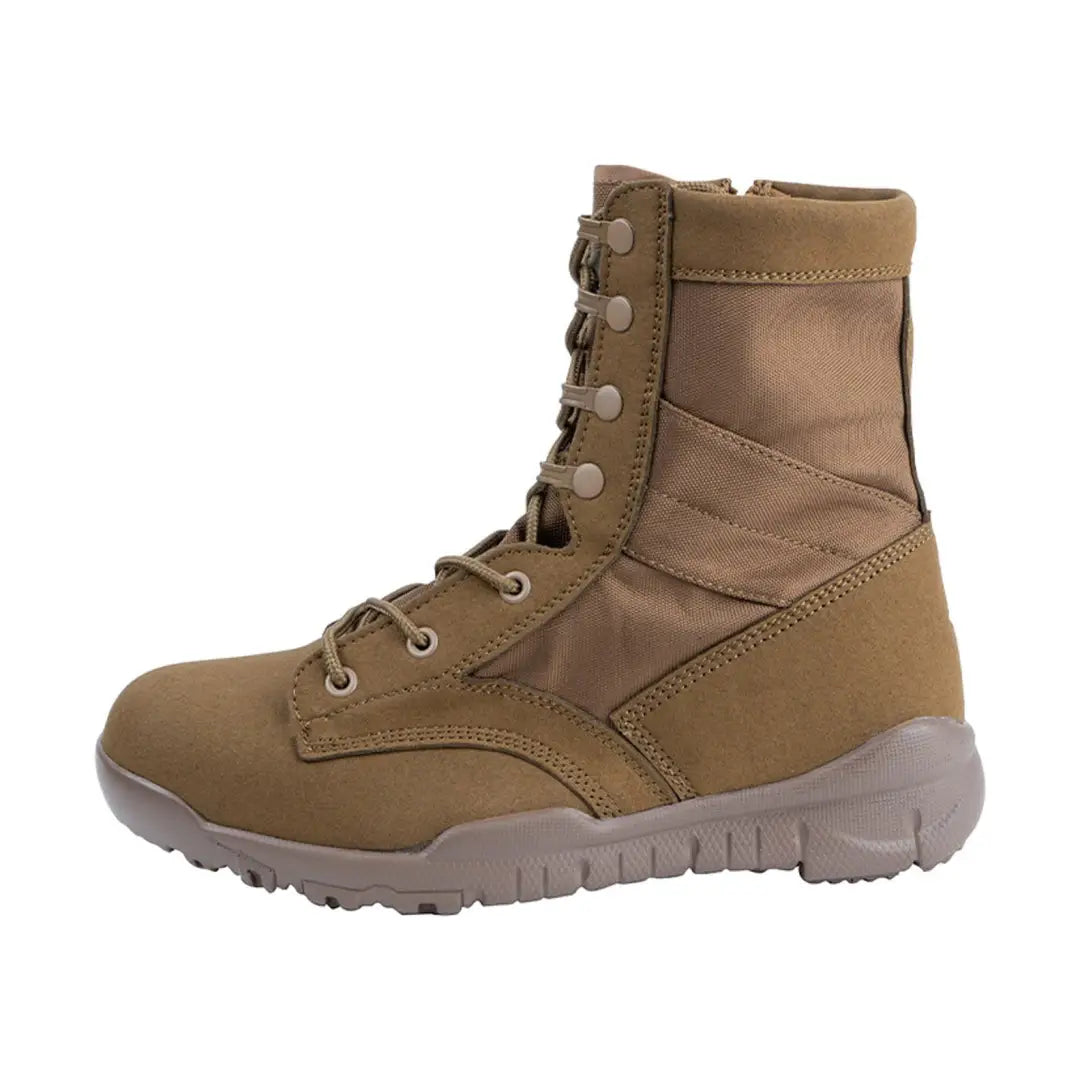 Tan Viper Tactical Sneaker Boots featuring laces and thick rubber sole for durability