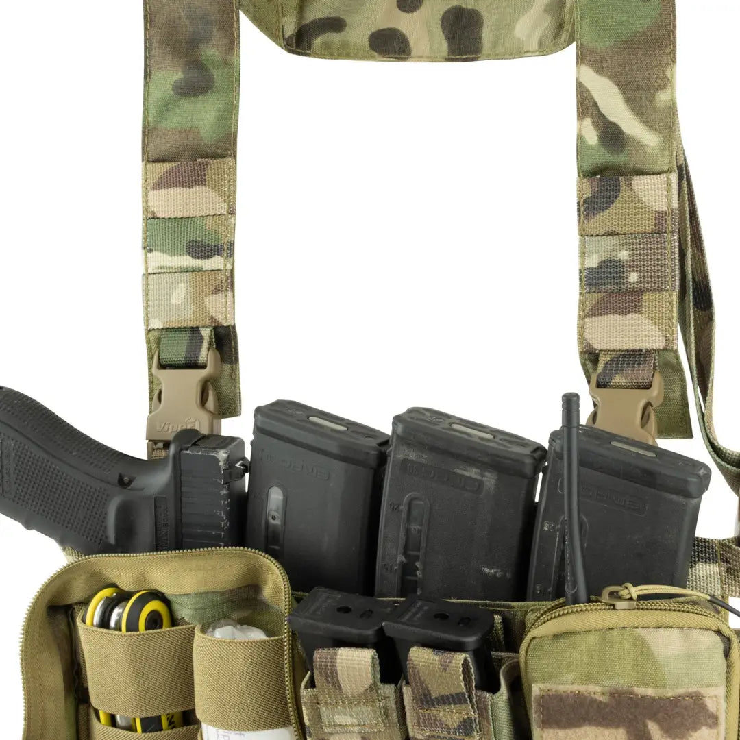 Tactical Viper VX Buckle Up Ready Rig with ammo mags and pouches in camo pattern