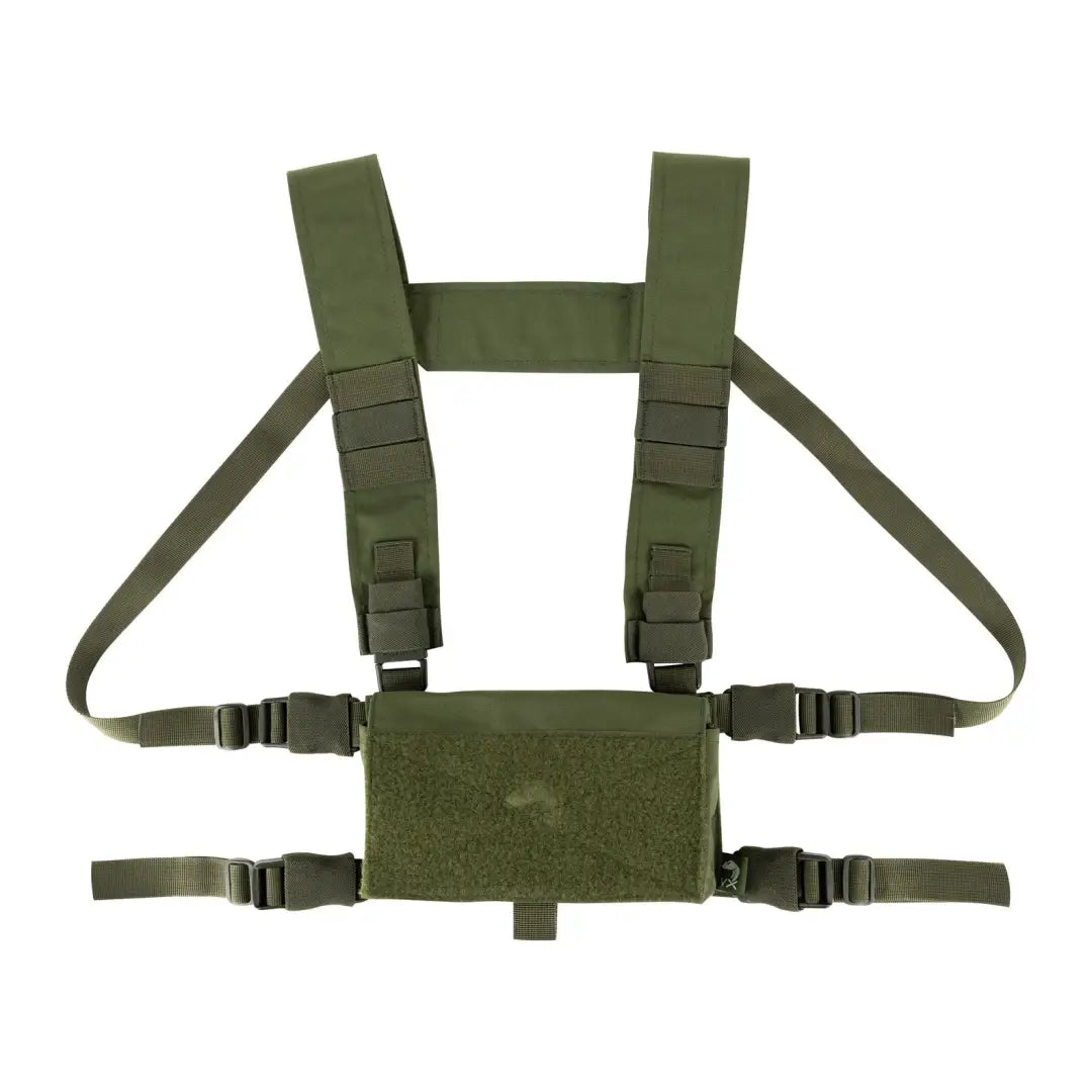 Military-style Olive Green Viper VX Buckle Up Utility Rig with sleeves compatible