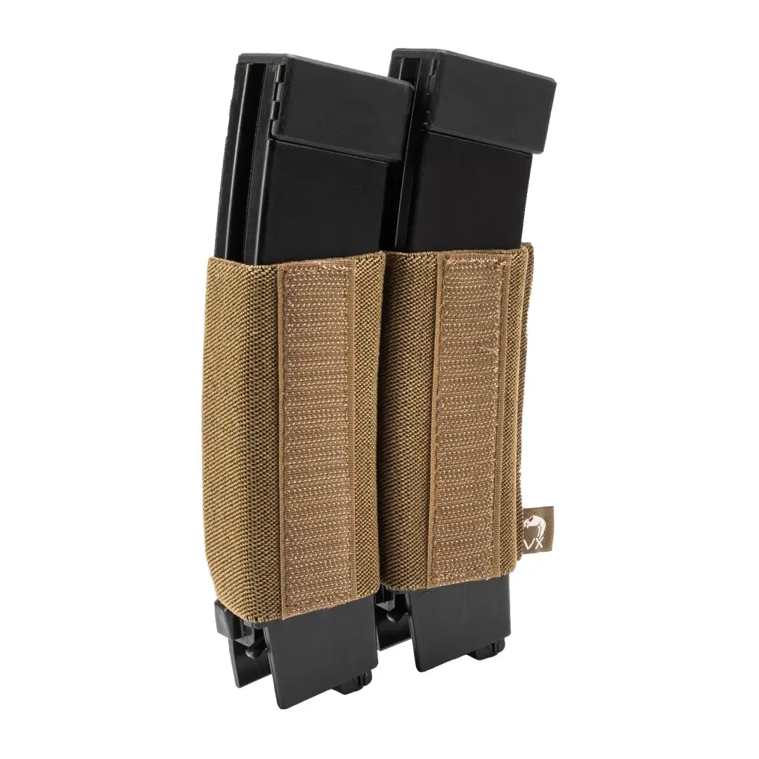 Tan fabric double magazine pouch for firearms, Viper VX Double SMG Mag Sleeve